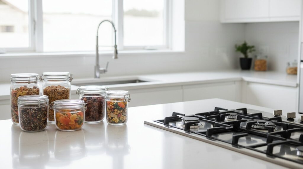 Spotless clean kitchen counters preventing ants and insects