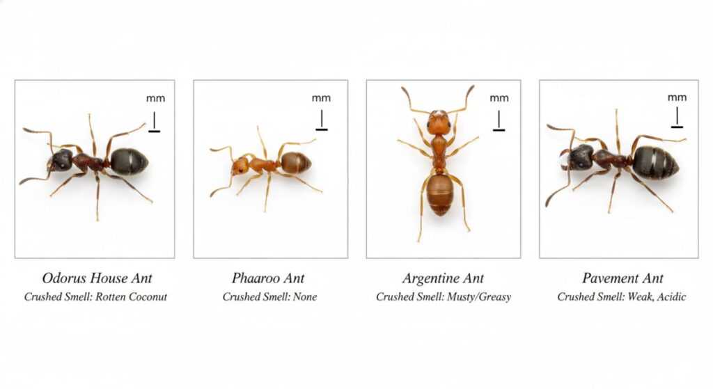 How to get rid of sugar ants - common species identification chart with size and features