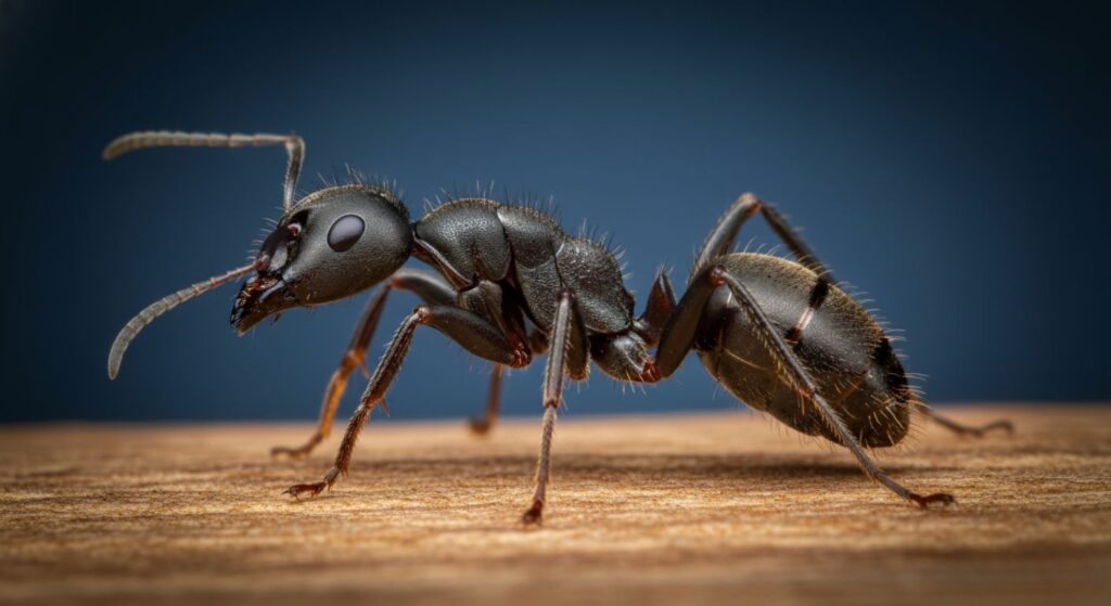 Carpenter ant frass wood shavings near baseboard - sign of infestation