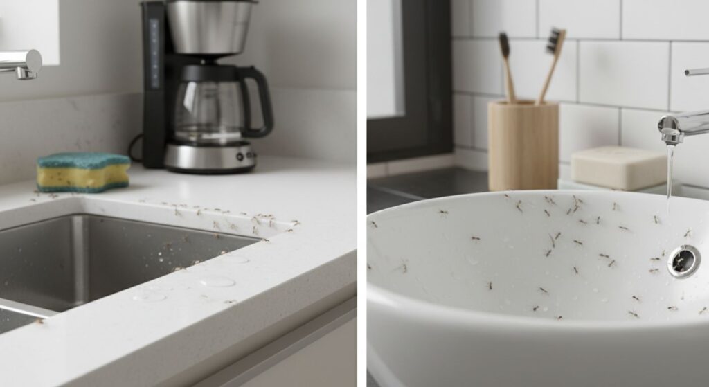 How to get rid of ghost ants in kitchen and bathroom by location
