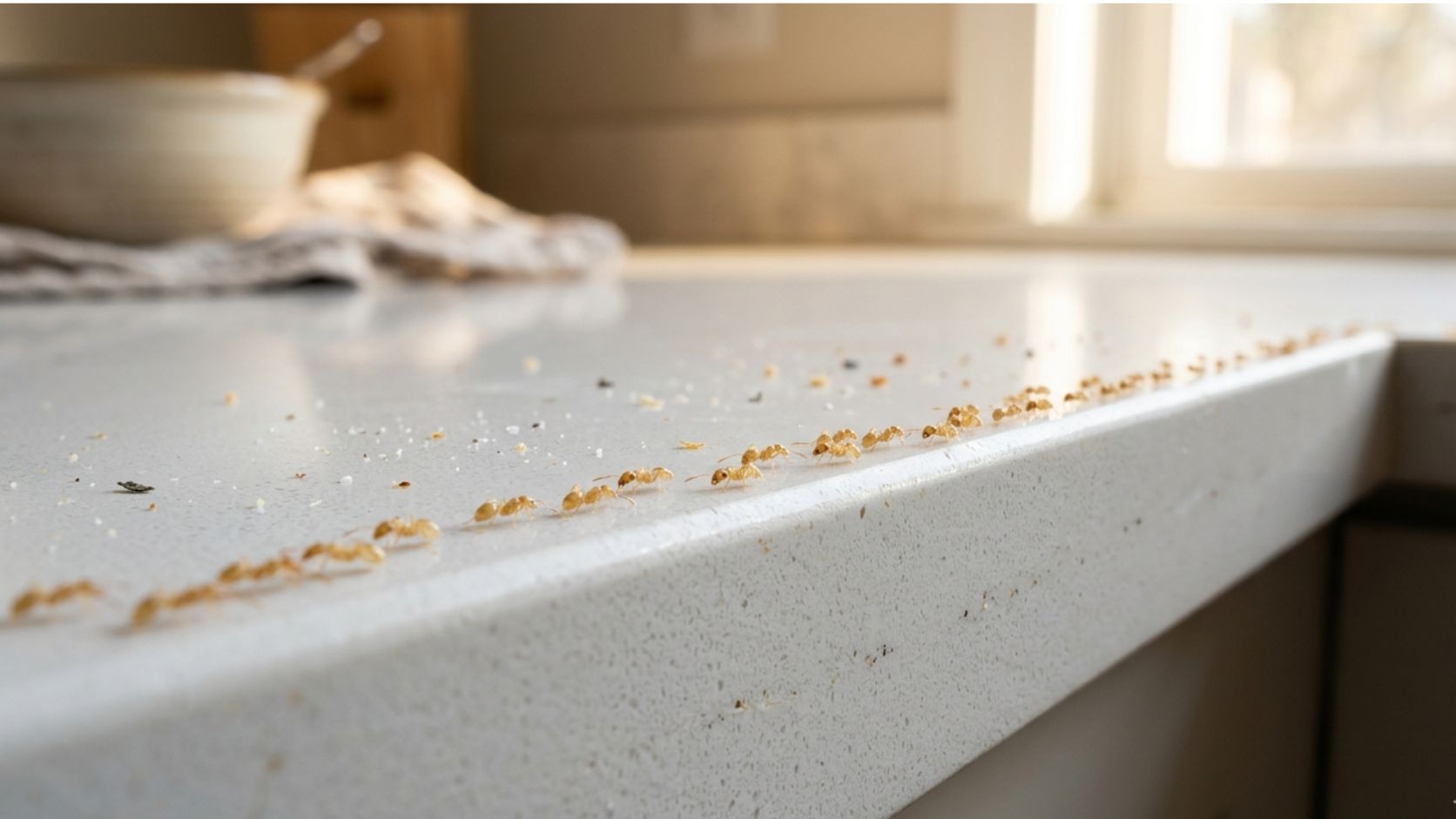 How to get rid of Pharaoh ants - tiny yellow ants trailing on kitchen counter